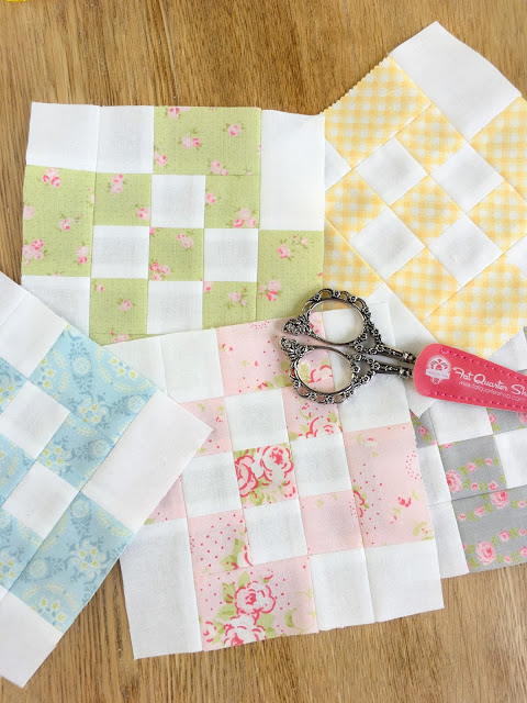 August Rolling Nine Patch blocks: Patchwork Quilt Along with Fat ...