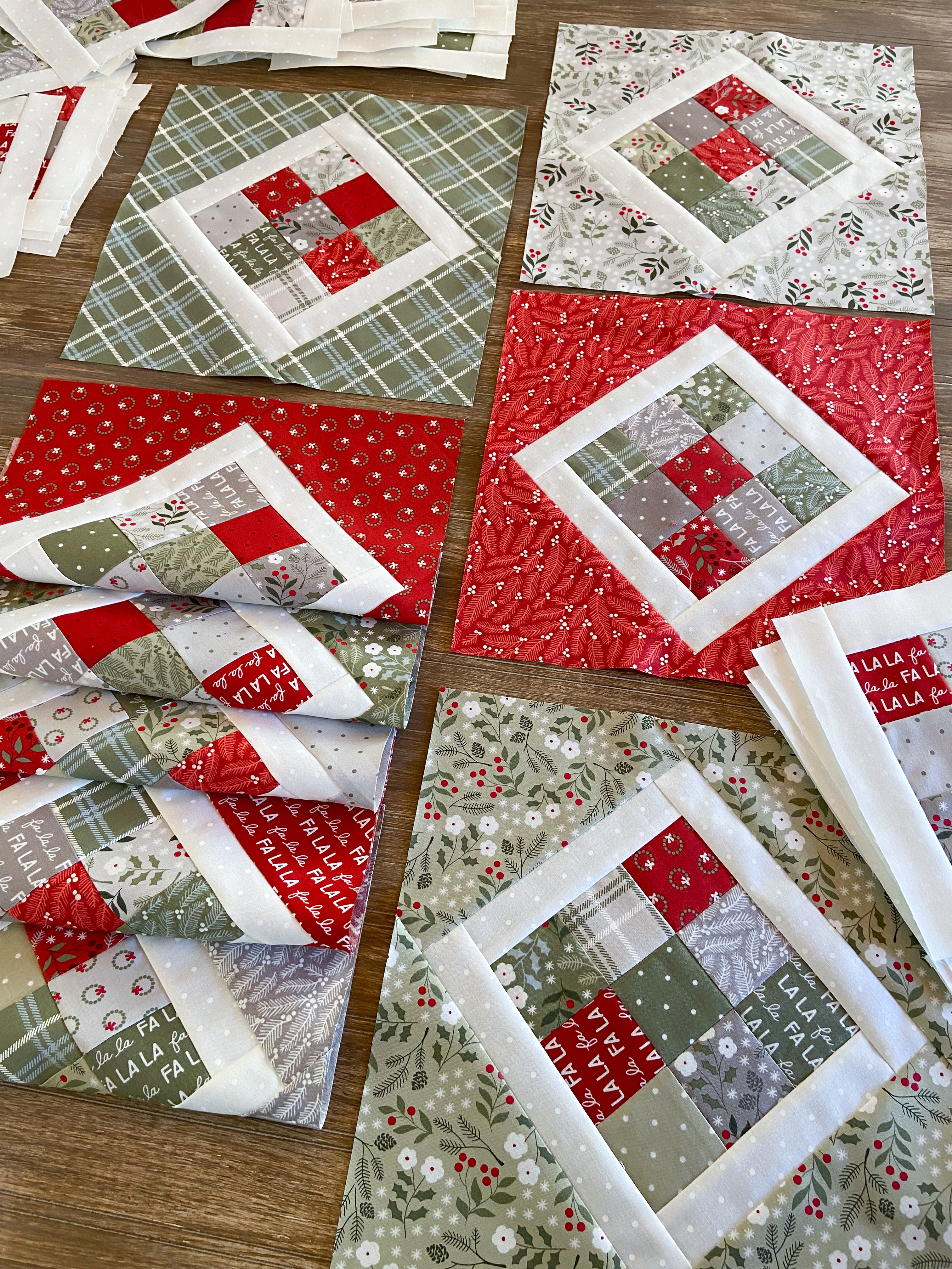 Patch Pivot Set Progress: 9-Patch Pivot for Christmas – Carried Away Quilting